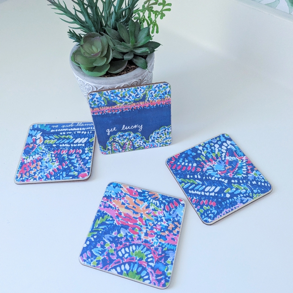 Set Of 4 Handmade Lilly Pulitzer Coasters Get Lucky